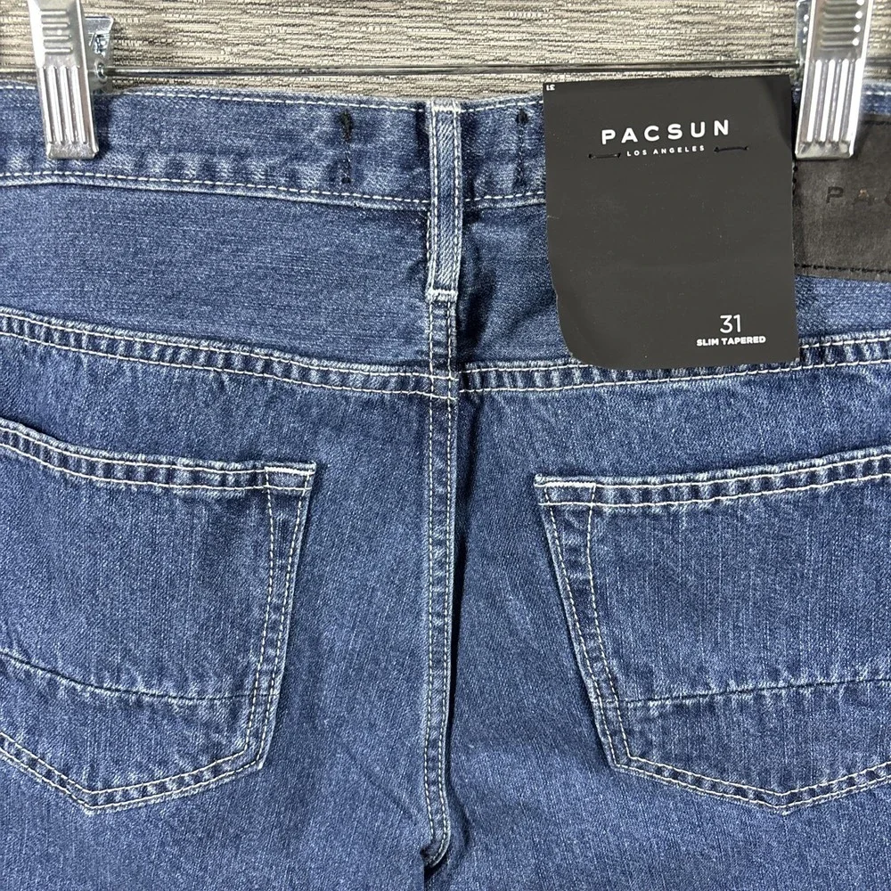 Pacsun Men's Slim Tapered Dark Indigo‎ Blue Cotton Jeans Size 31 NEW